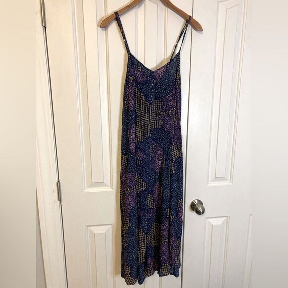 Floreat Black Multicolor Floral Cami Cropped Wide Leg Rayon Hippie Jumpsuit XS - Picture 6 of 12